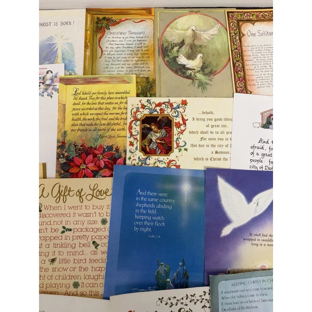 Vintage Christmas Cards Fronts ONLY Bible  Verses More Scrapbooking Crafts 50+